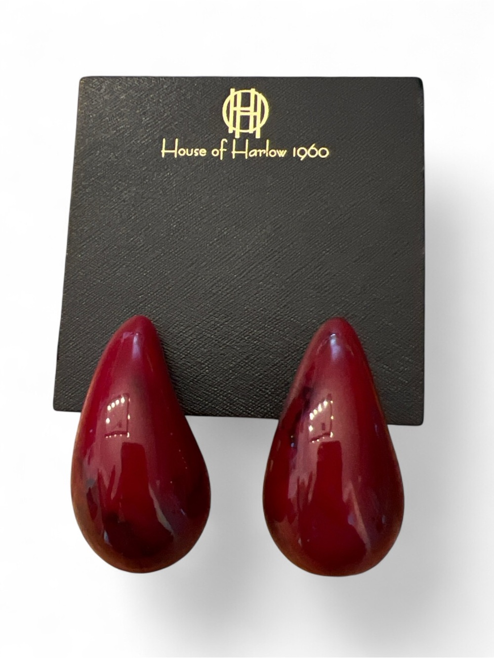 House of Harlow 1960 Deep Burgundy Teardrop Clip-On Earrings
